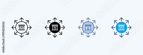 Market Expansion Multiple Icon Illustration Vector
