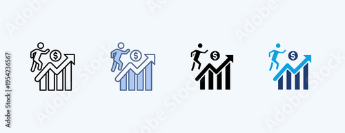 Economic Growth Multiple Icon Illustration Vector