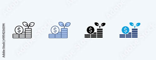Financial Growth Multiple Icon Illustration Vector