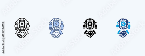 Public Private Partnership Multiple Icon Illustration Vector