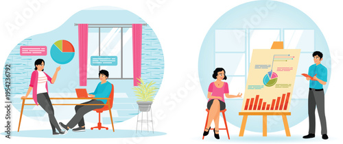 People working together with charts and graphs