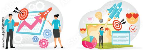 Business strategy and goal achievement concept