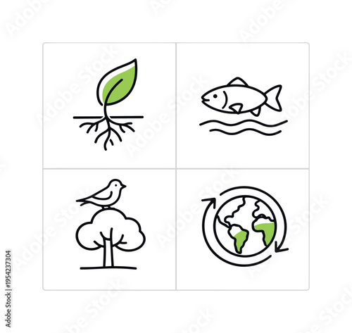 Nature ecosystem sustainability showing how plants, animals, water, and climate interact to maintain balanced environmental systems that support life and biodiversity across
