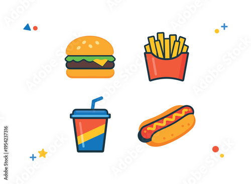Fast food snacks theme representing quick takeaway food options popular in busy urban lifestyles where people enjoy convenient handheld meals and simple comfort foods, a snack