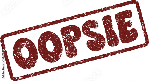 Charming Red Distressed Rubber Stamp Clearly Displaying the Playful Word OOPSIE