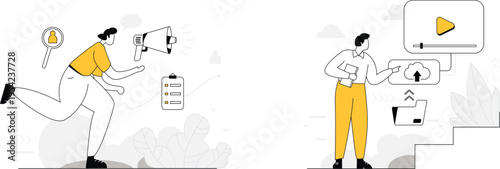 Business people communicating and using technology