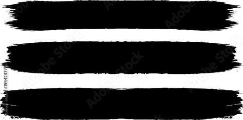 Three horizontal black brush strokes on a white background for editing or censoring text
