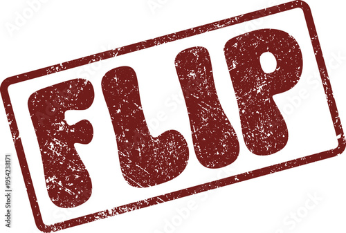 Prominent Red Grunge Stamp Featuring the Word FLIP for Alteration or Exchange