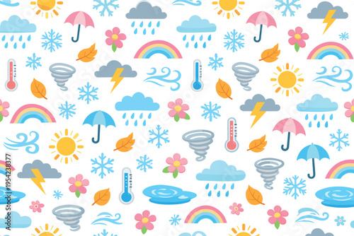 Changing weather seasons awareness and everyday climate observation with friendly educational nature theme