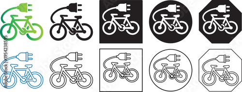 Modern color and black e bike icon.