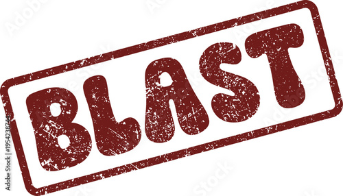 Red grunge style rubber stamp mark featuring the word BLAST on a clean white page