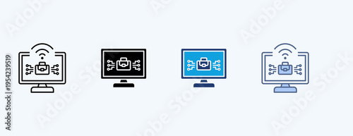 Business Technology Multiple Icon Illustration Vector