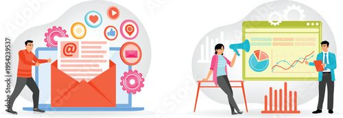 People using digital marketing tools and strategies