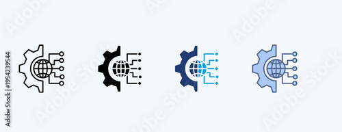 Digital Transformation Multiple Icon Illustration Vector