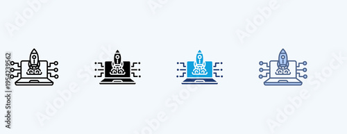 Tech Startup Multiple Icon Illustration Vector