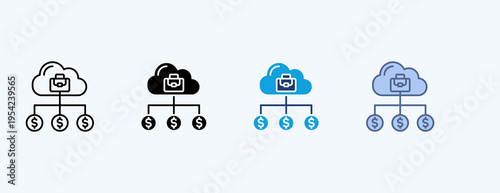 Cloud Business Multiple Icon Illustration Vector