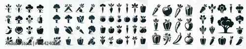 Vegetables Silhouette Icons Vector Illustration Collection