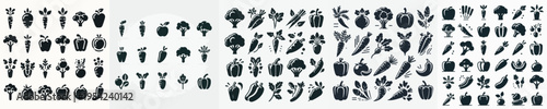 Vegetables Silhouette Icons Vector Illustration Collection