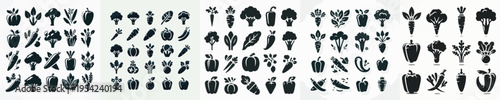 Vegetables Silhouette Icons Vector Illustration Collection