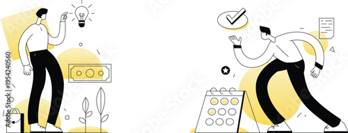 A couple of businessmen standing on white background