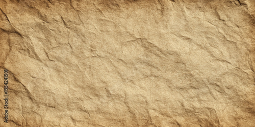 Vintage brown grunge crumpled paper texture background with wrinkled rough surface and aged antique parchment design.