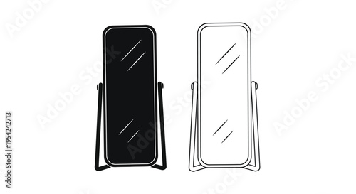 Two full length mirrors one black one white with simple frames