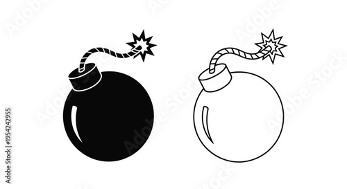 Two bomb icons one filled and one outlined with lit fuses