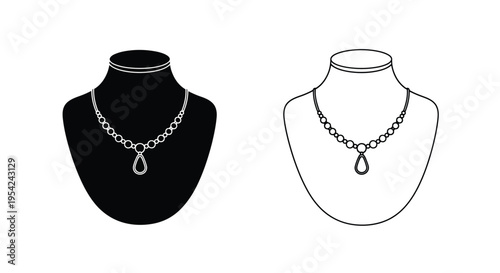 Two necklace displays a black bust and a white mannequin