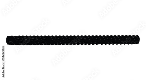 Black rebar reinforcement bar isolated on a white background