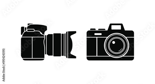 Two camera silhouettes a dslr and a compact digital camera