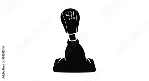 Black and white illustration of a five speed manual transmission gear shift knob