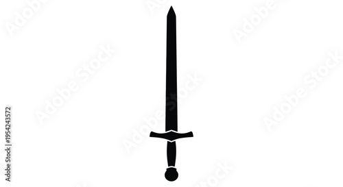 Simple silhouette of a long sword against a stark white background