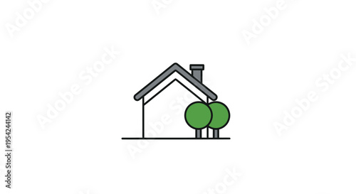 Simple house with roof and chimney.