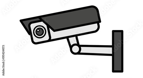 Security camera on a wall mount.