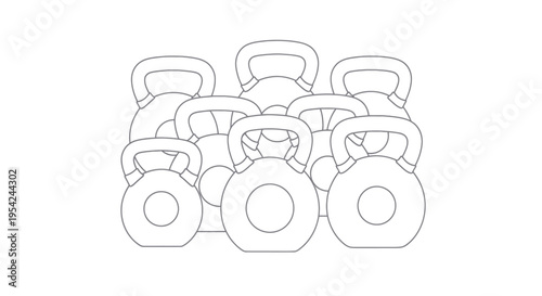 Kettlebells in a neat row formation.