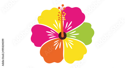 Colorful Hibiscus Flower Graphic Illustration.