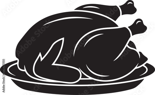 Roasted Turkey on Plate – Thanksgiving Dinner Food Illustration