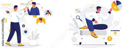 Modern professionals collaborating and analyzing data for business success