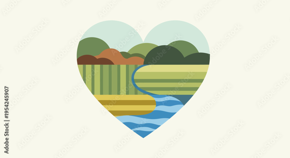 Fototapeta premium Heart Shaped Landscape Icon Graphic.