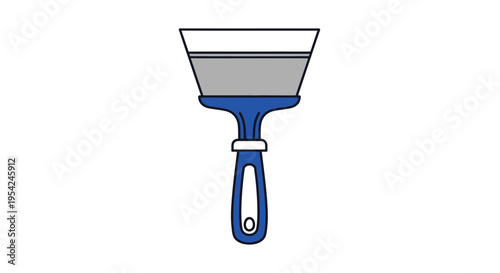 Paintbrush with blue handle and tray.