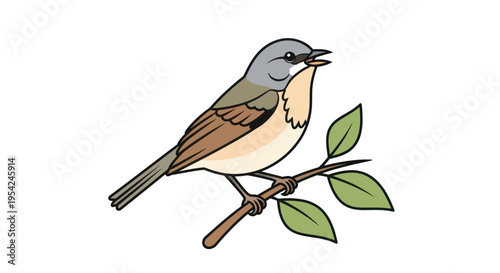 Bilde på lerret A small bird perched on branch.