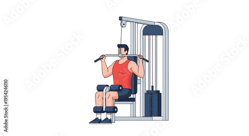 Man working out on gym equipment.