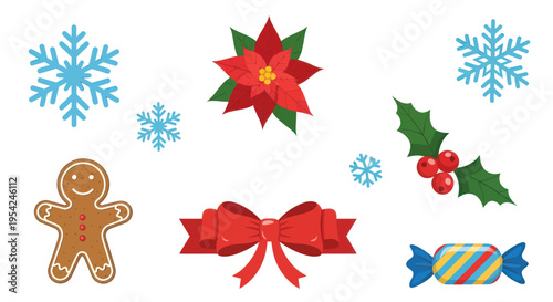 Colorful Christmas candy and decorations.