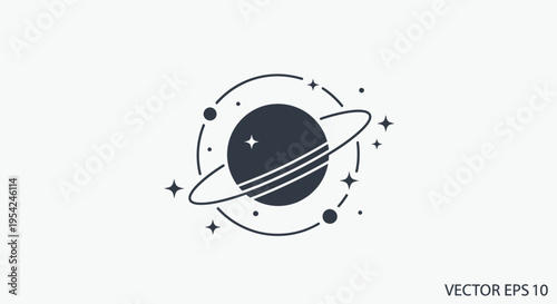 Black Planet with White Rings.