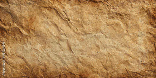 Vintage brown grunge crumpled paper texture background with wrinkled rough surface and aged antique parchment design.