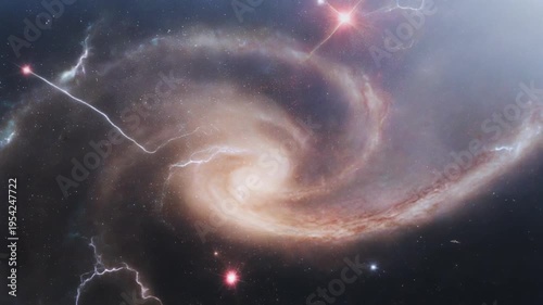 Spiral Galaxy Formation in Deep Space with Stars and Nebulae