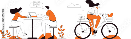 Balancing work and leisure in a modern lifestyle illustration