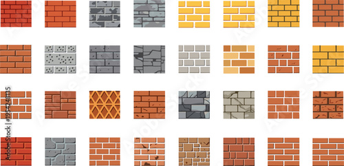 Collection of various brick wall textures and patterns for design