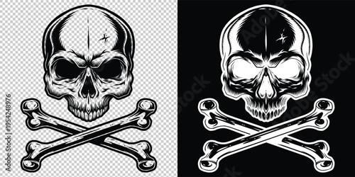 skull and crossbones poison danger symbol flat design vector illustration