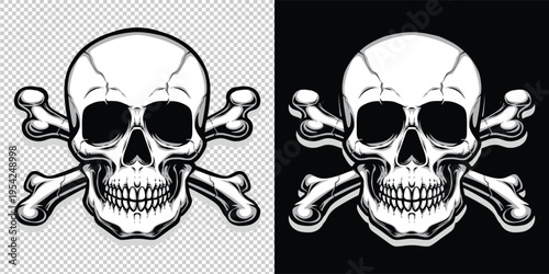 pirate skull and crossbones symbol flat design vector illustration